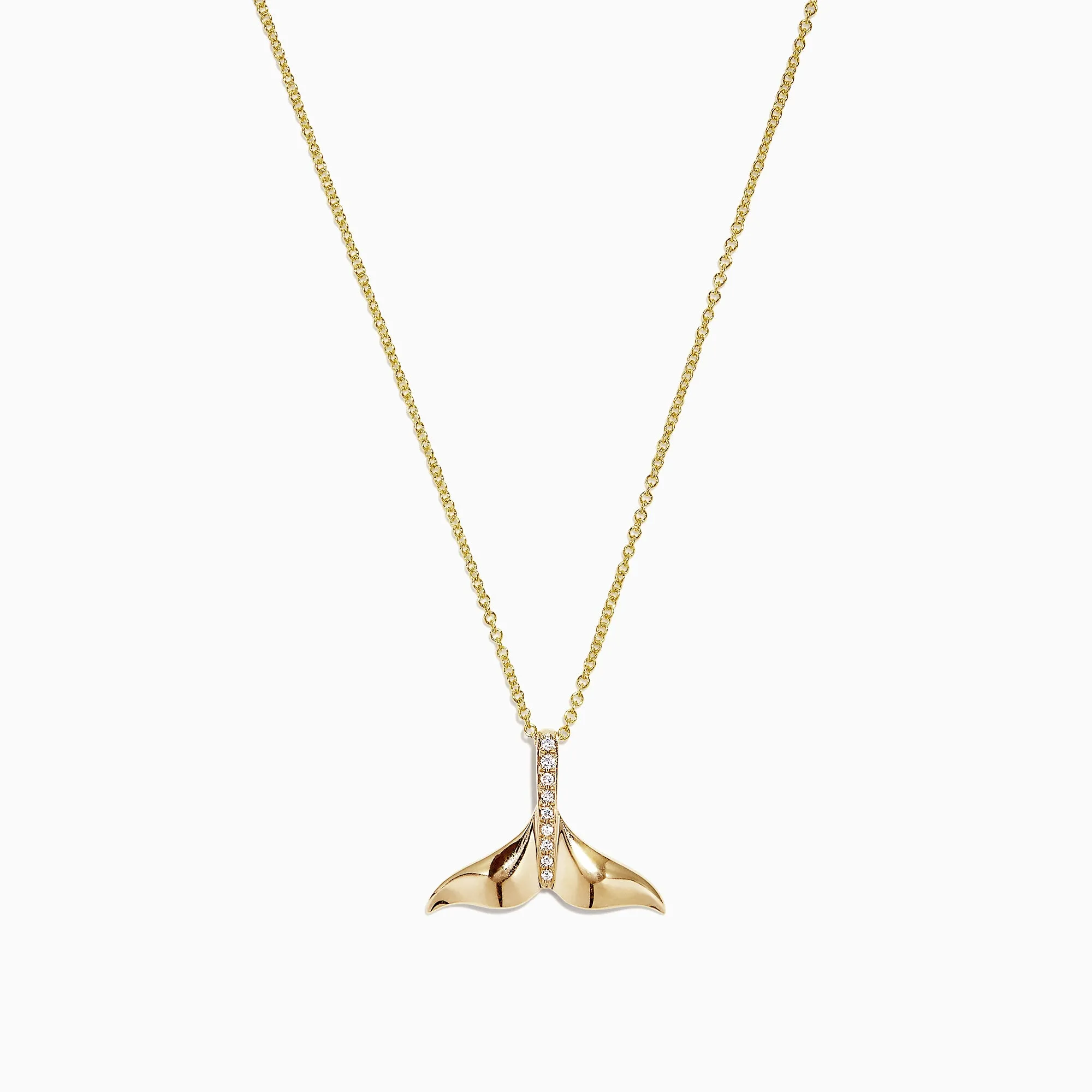 Seaside 14K Yellow Gold Diamond Whale's Tail Pendant, 0.05 TCW sold by Effy