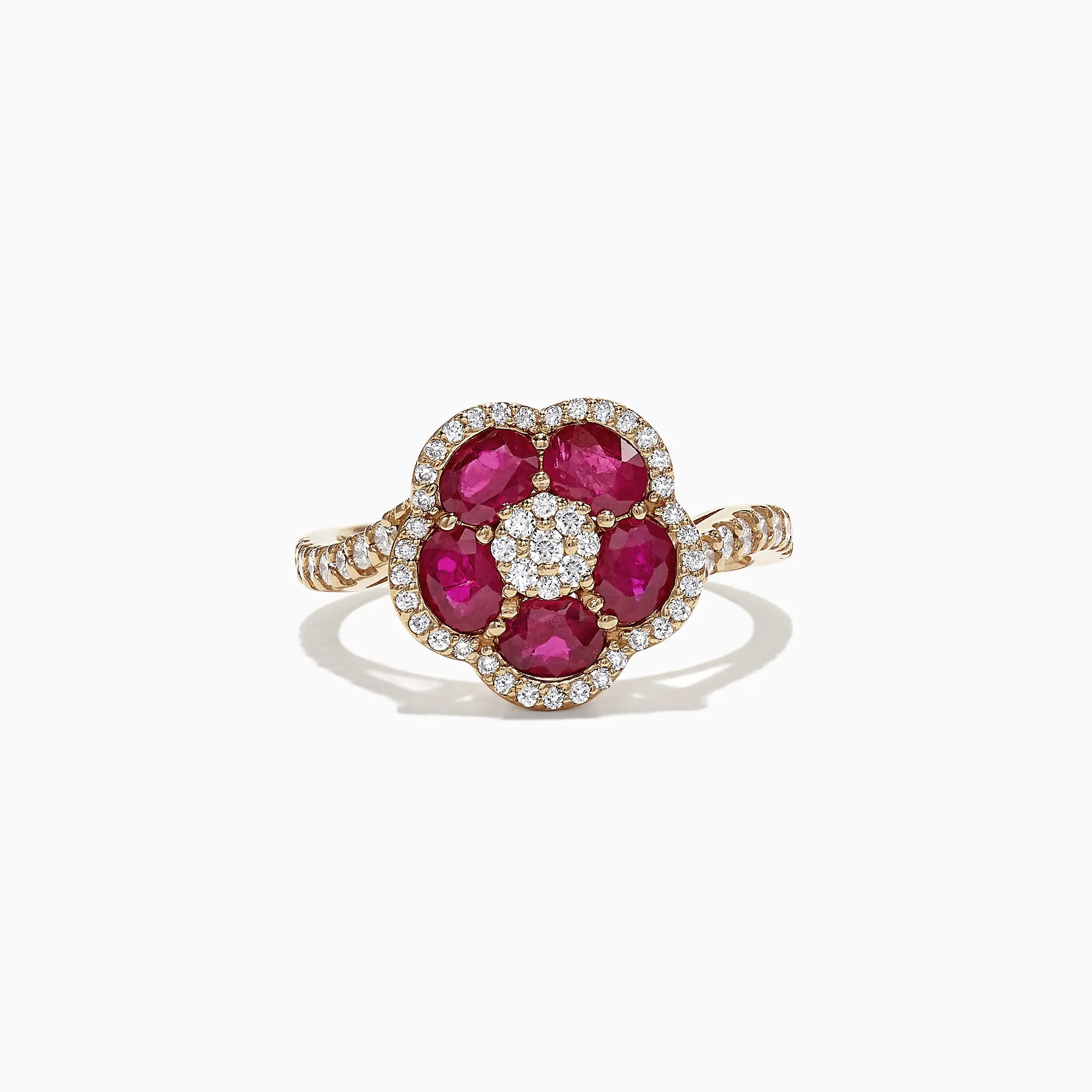 Ruby Royale 14K Yellow Gold Ruby and Diamond Flower Ring, 1.84 TCW sold by Effy