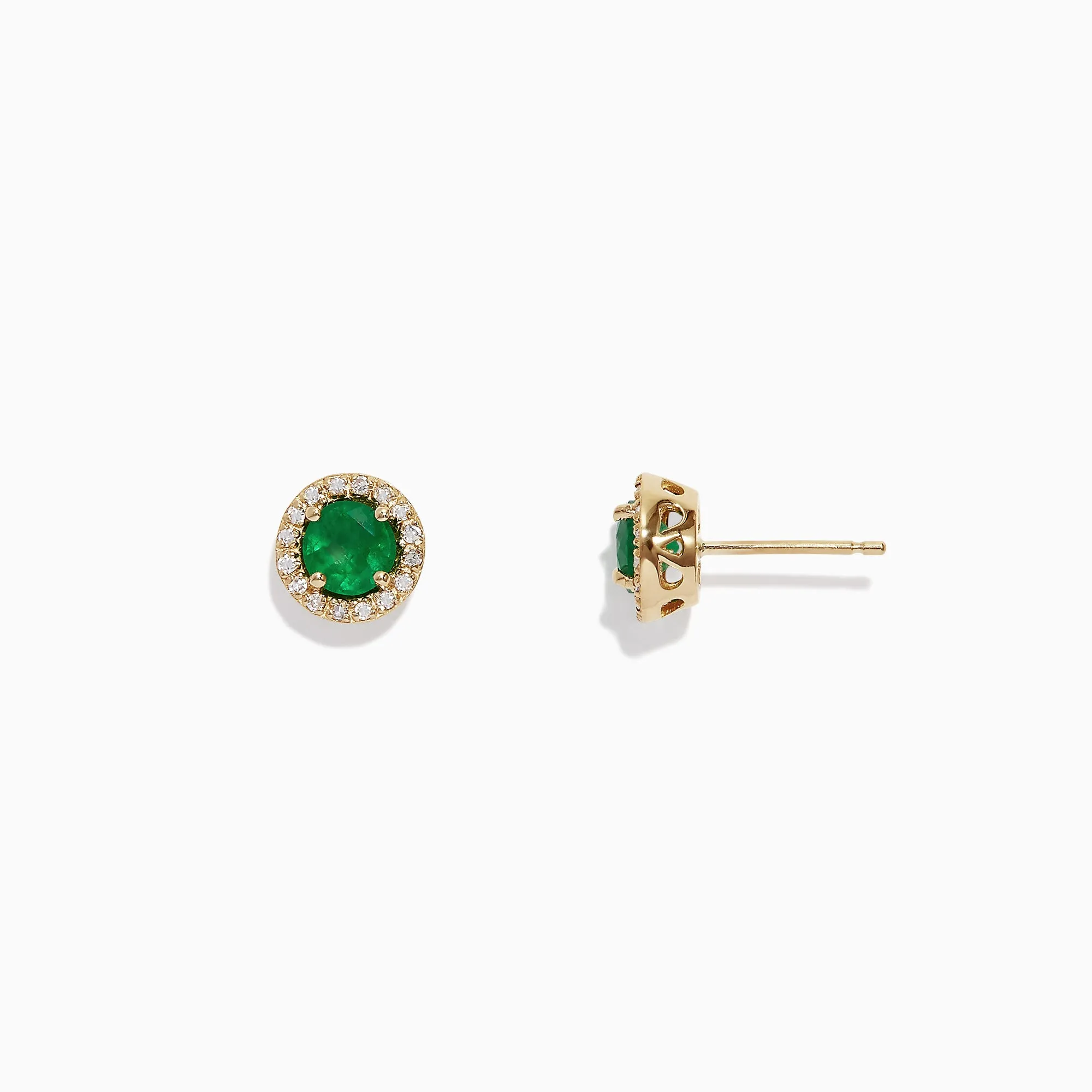 Brasilica 14K Yellow Gold Emerald and Diamond Stud Earrings, 1.08 TCW sold by Effy product image thumbnail 2