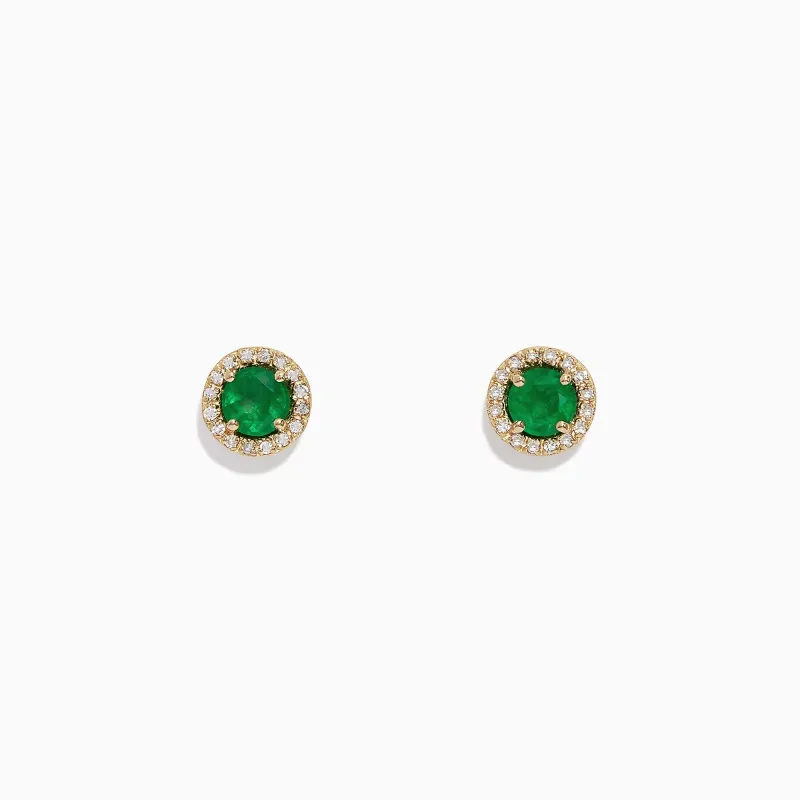 Brasilica 14K Yellow Gold Emerald and Diamond Stud Earrings, 1.08 TCW sold by Effy