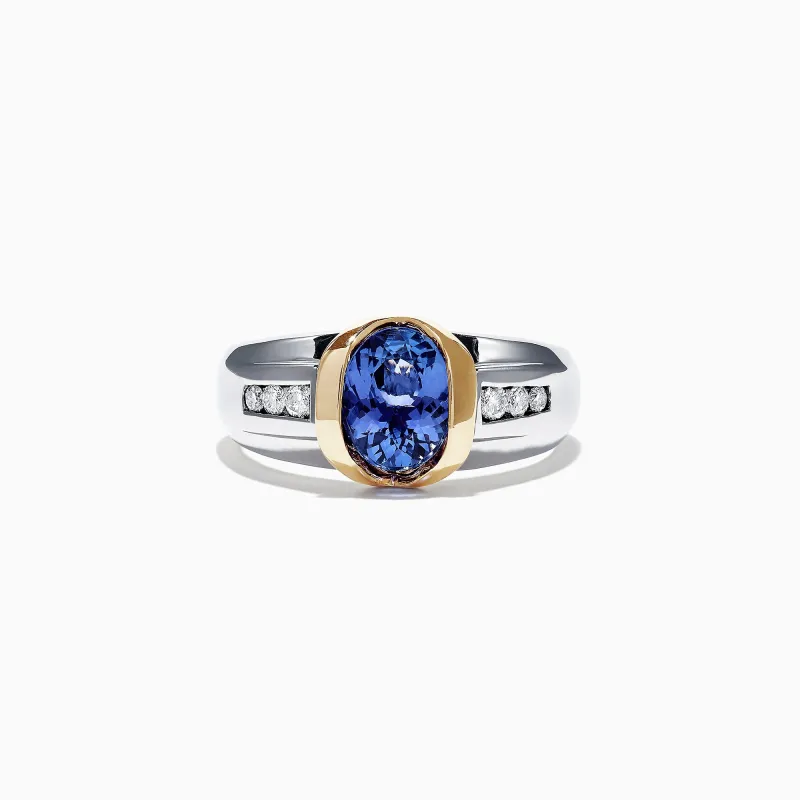 Men's 14K Two-Tone Gold Tanzanite Diamond Ring, 1.90 TCW sold by Effy