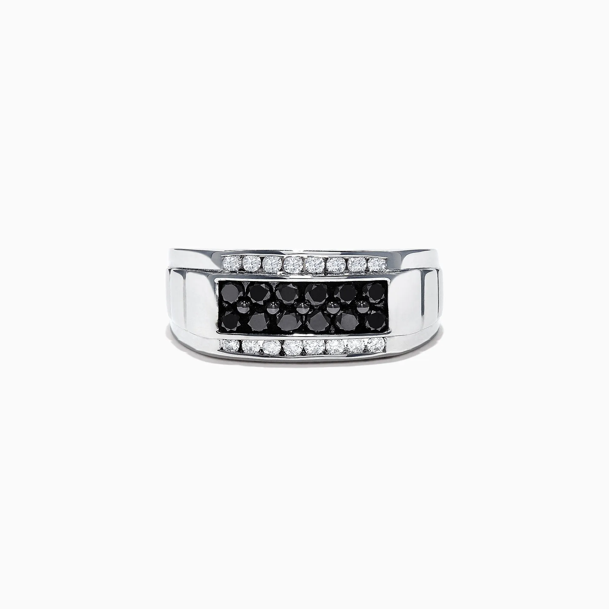 Men's 14K White Gold Black and White Diamond Ring, 0.96 TCW sold by Effy