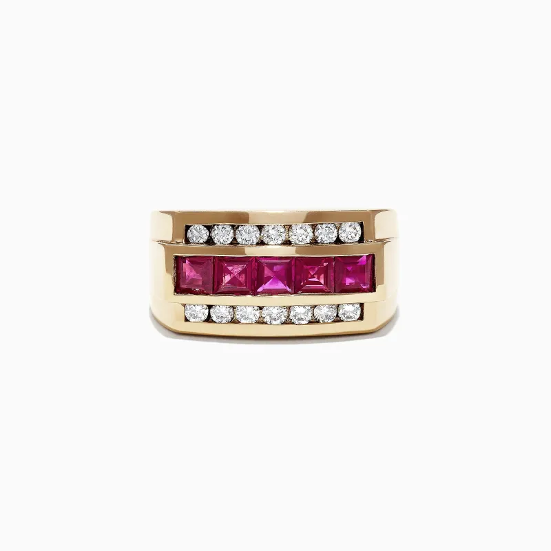 Men's 14K Yellow Gold Diamond Ruby Ring, 2.59 TCW sold by Effy