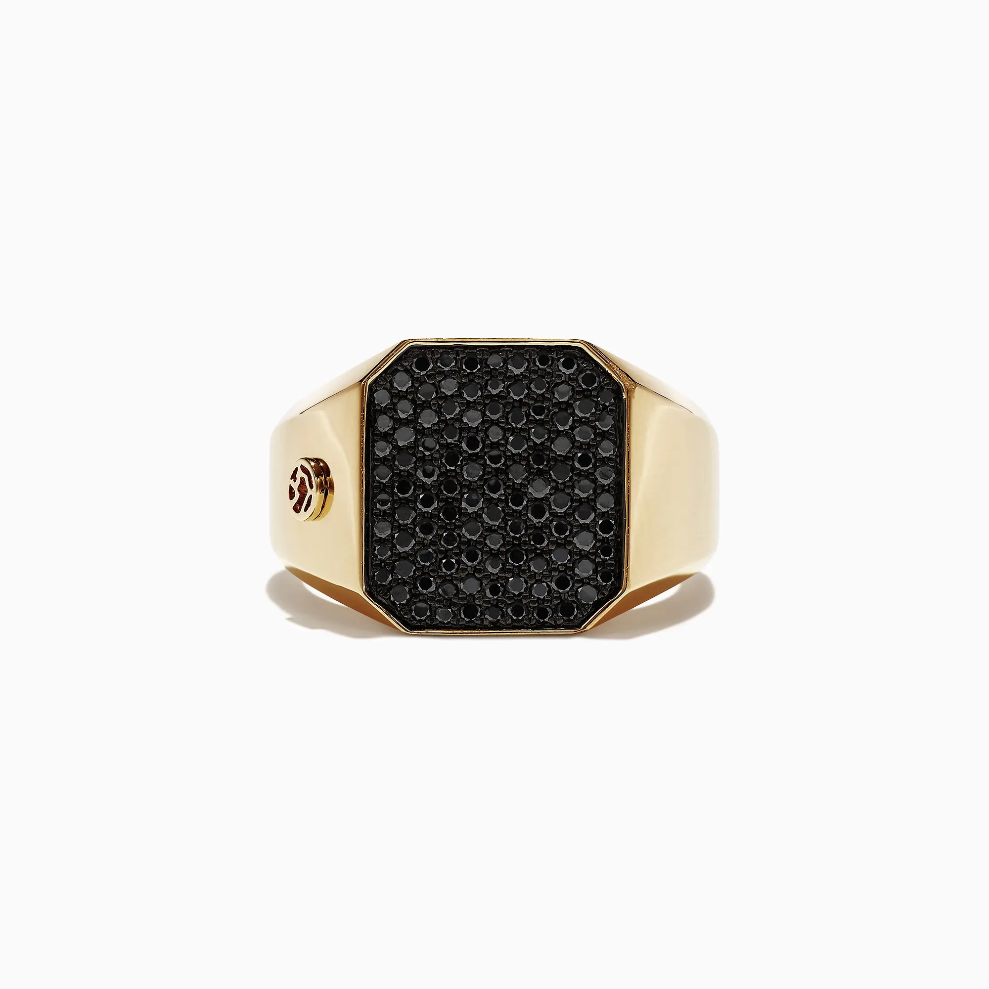 Men's 14K Yellow Gold Black Diamond Signet Ring, 0.78 TCW sold by Effy