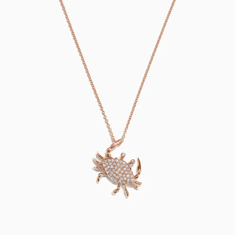 Seaside 14K Yellow Gold Pave Diamond Crab Pendant, 0.21 TCW sold by Effy