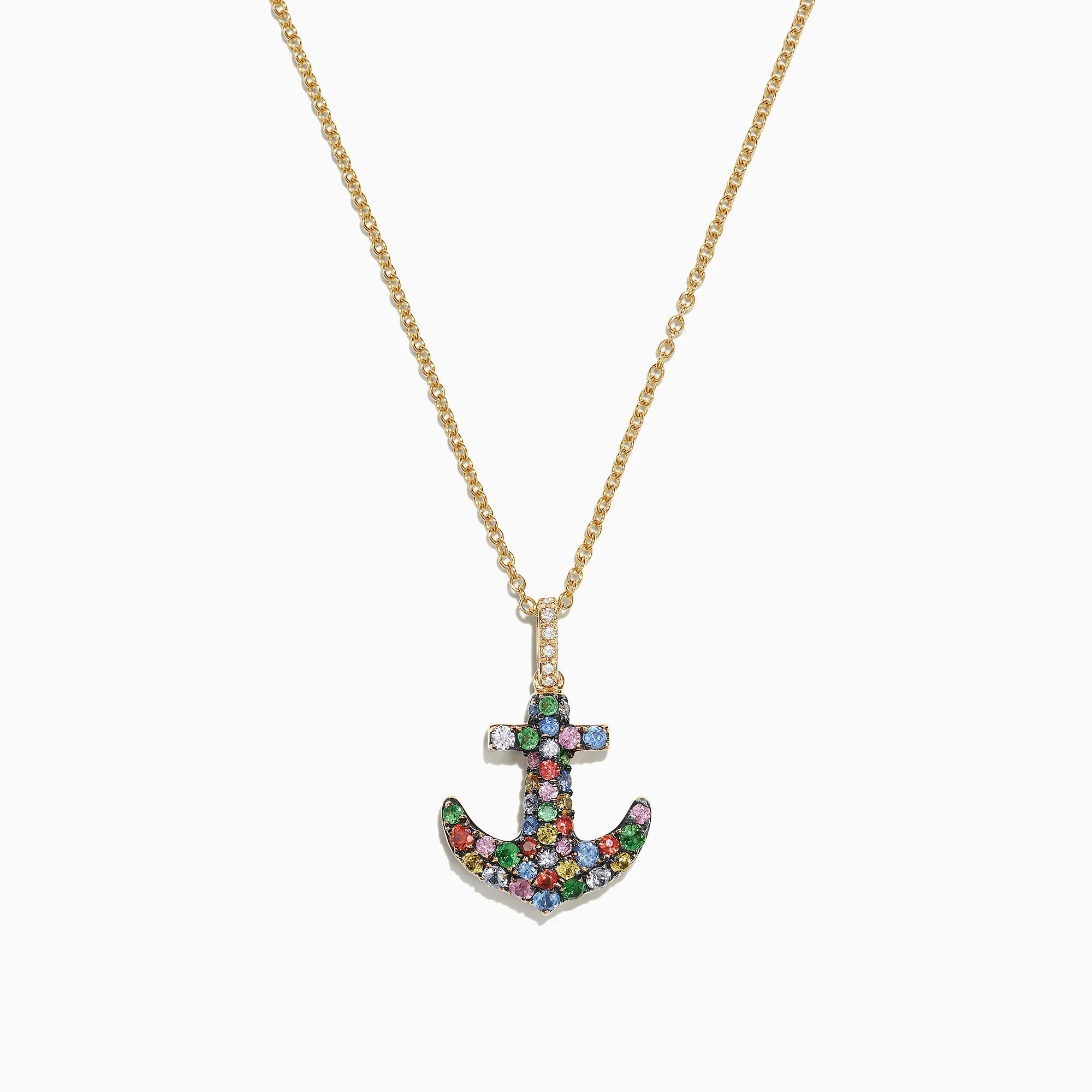 Watercolors 14K Gold Multi Sapphire Diamond Anchor Pendant, 0.76 TCW sold by Effy
