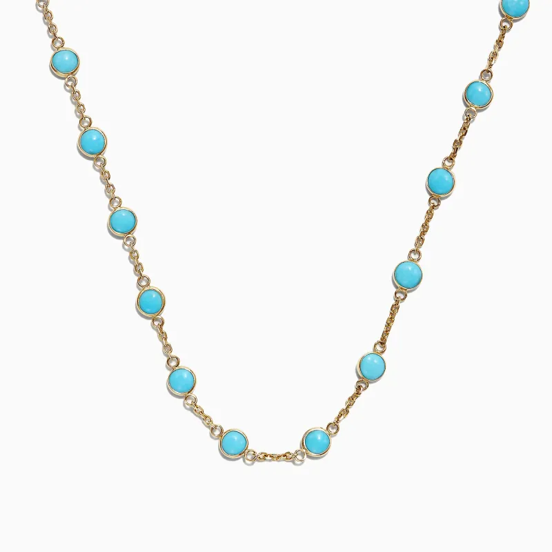 14K Yellow Gold Turquoise Necklace, 7.75 TCW sold by Effy