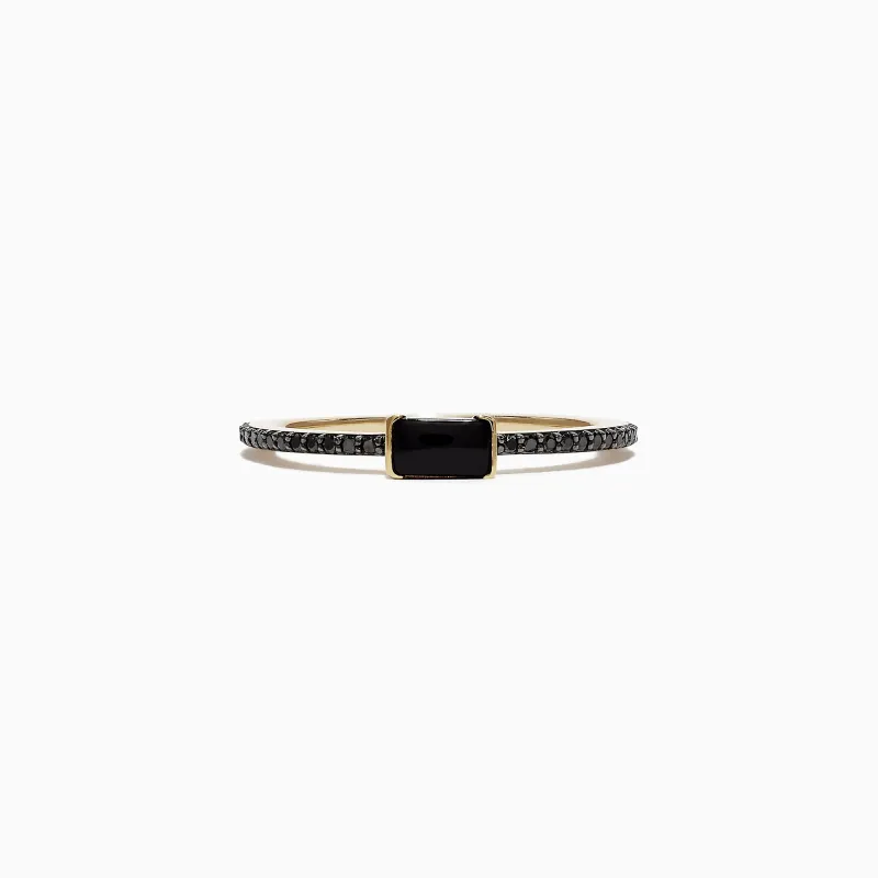 Eclipse 14K Yellow Gold Onyx and Black Diamond Ring, 0.44 TCW sold by Effy