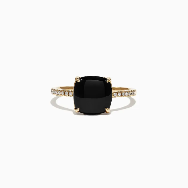 Eclipse 14K Yellow Gold Diamond and Onyx Ring, 1.40 TCW sold by Effy