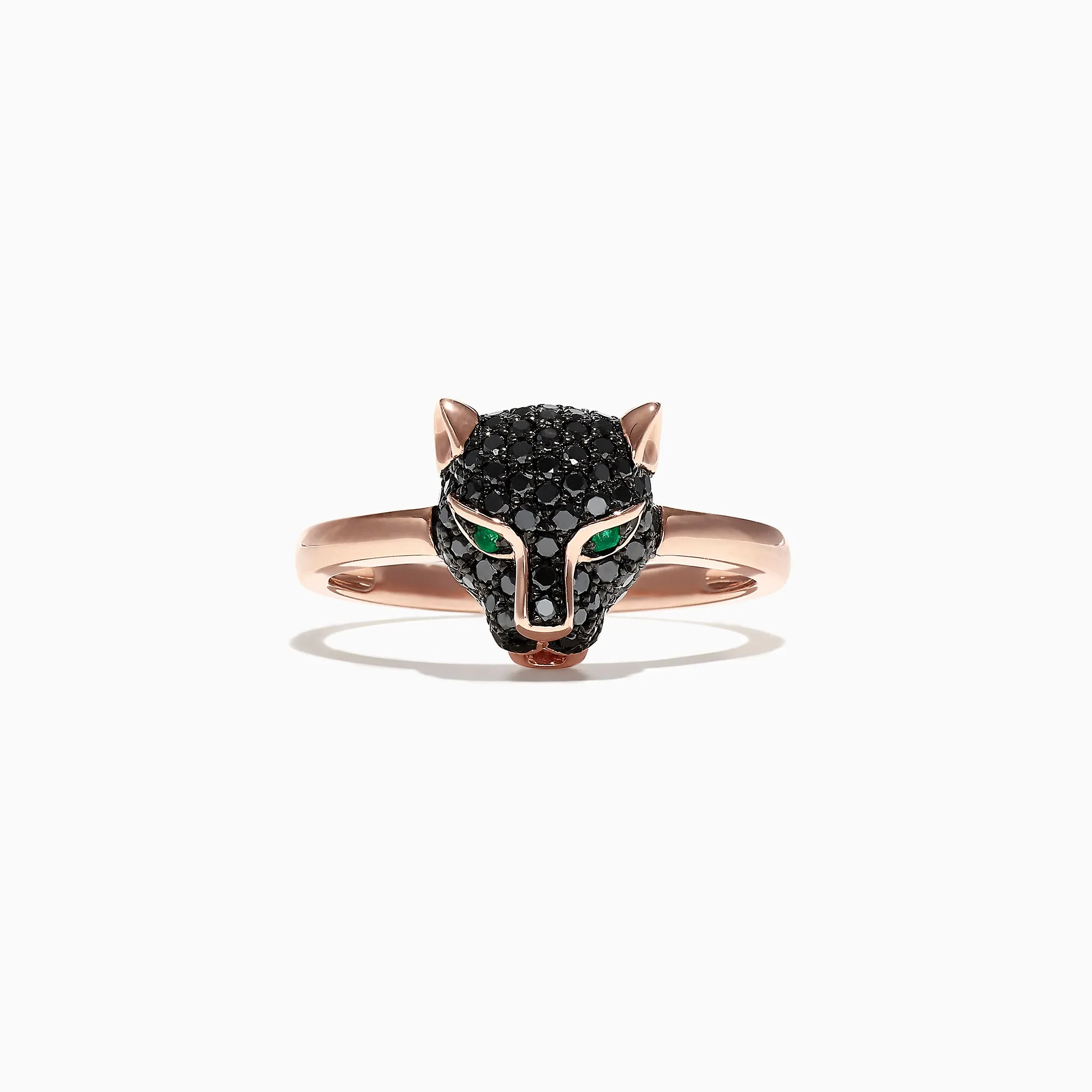 Signature 14K Rose Gold Black Diamond & Emerald Mini Ring, 0.46 TCW sold by Effy