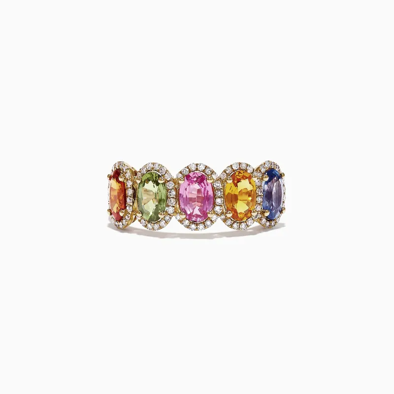 Watercolors 14K Yellow Gold Multi-Sapphire Diamond Ring, 2.81 TCW sold by Effy