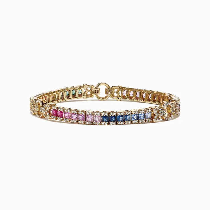 Watercolors 14K Yellow Gold Multi-Sapphire and Dia Bracelet, 7.66 TCW sold by Effy