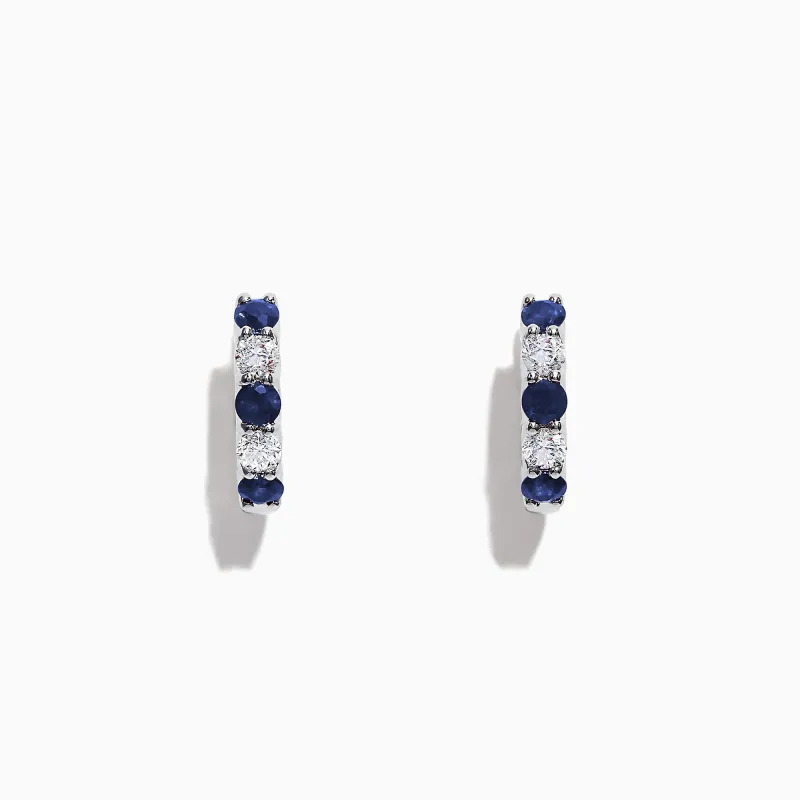 Royale Bleu 14K Gold Sapphire and Diamond Hoop Earrings, 1.19 TCW sold by Effy