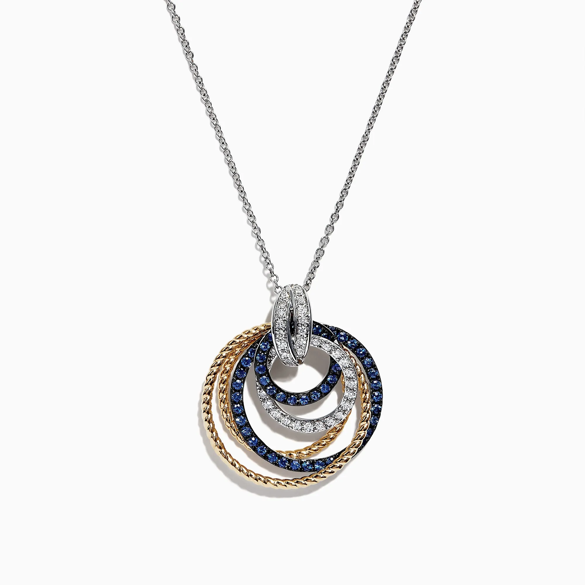 Royale Bleu 14K 2-Tone Sapphire and Diamond Circles Pendant, 1.09 TCW sold by Effy