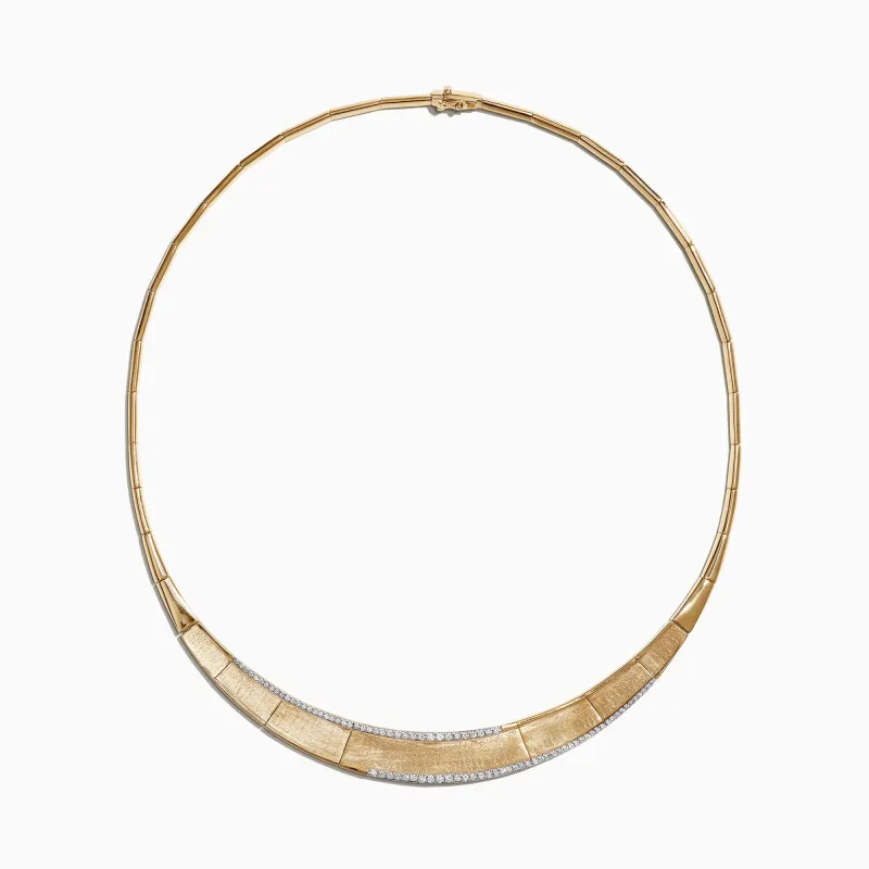 D'Oro 14K Brushed Yellow Gold Diamond Collar Necklace, 0.90 TCW sold by Effy