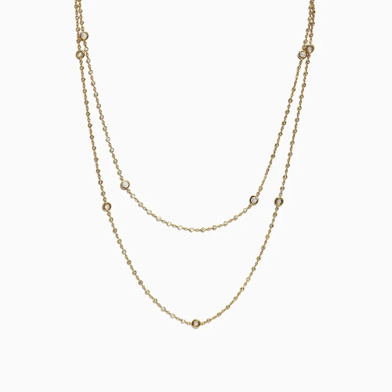 D'Oro 14K Yellow Gold Diamond Station Necklace, 1.35 TCW sold by Effy