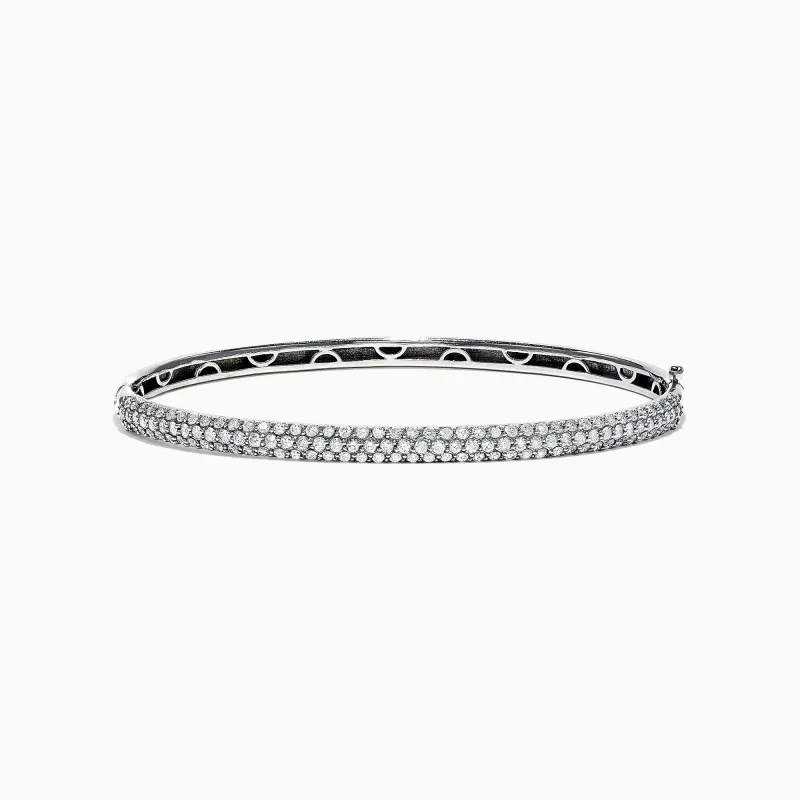 Pave Classica 14K White Gold Diamond Bangle, 1.47 TCW sold by Effy