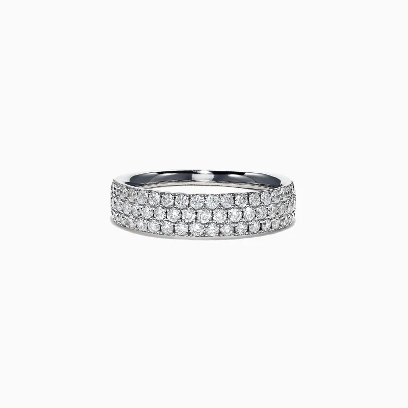 Pave Classica 14K White Gold Three Row Pave Diamond Band, 0.84 TCW sold by Effy