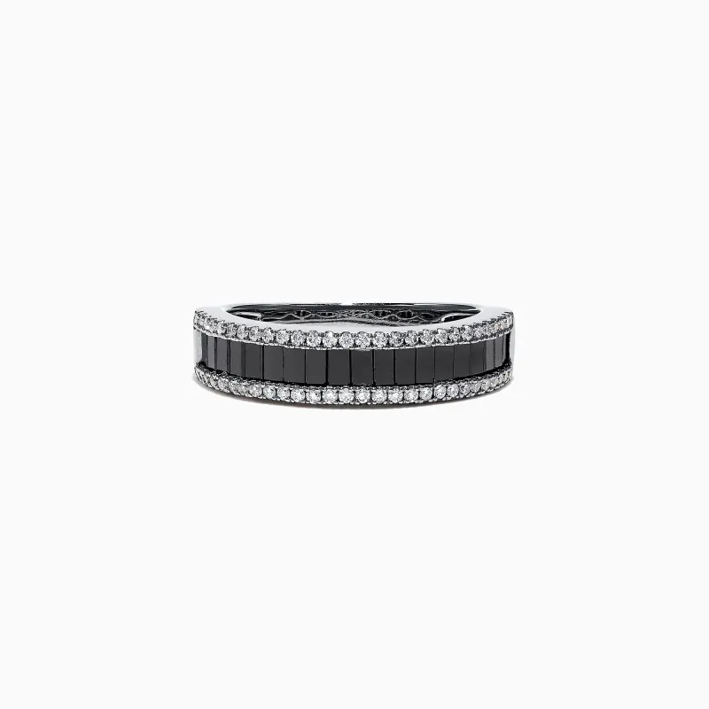 14K White Gold Black and White Diamond Band Ring, 1.06 TCW sold by Effy
