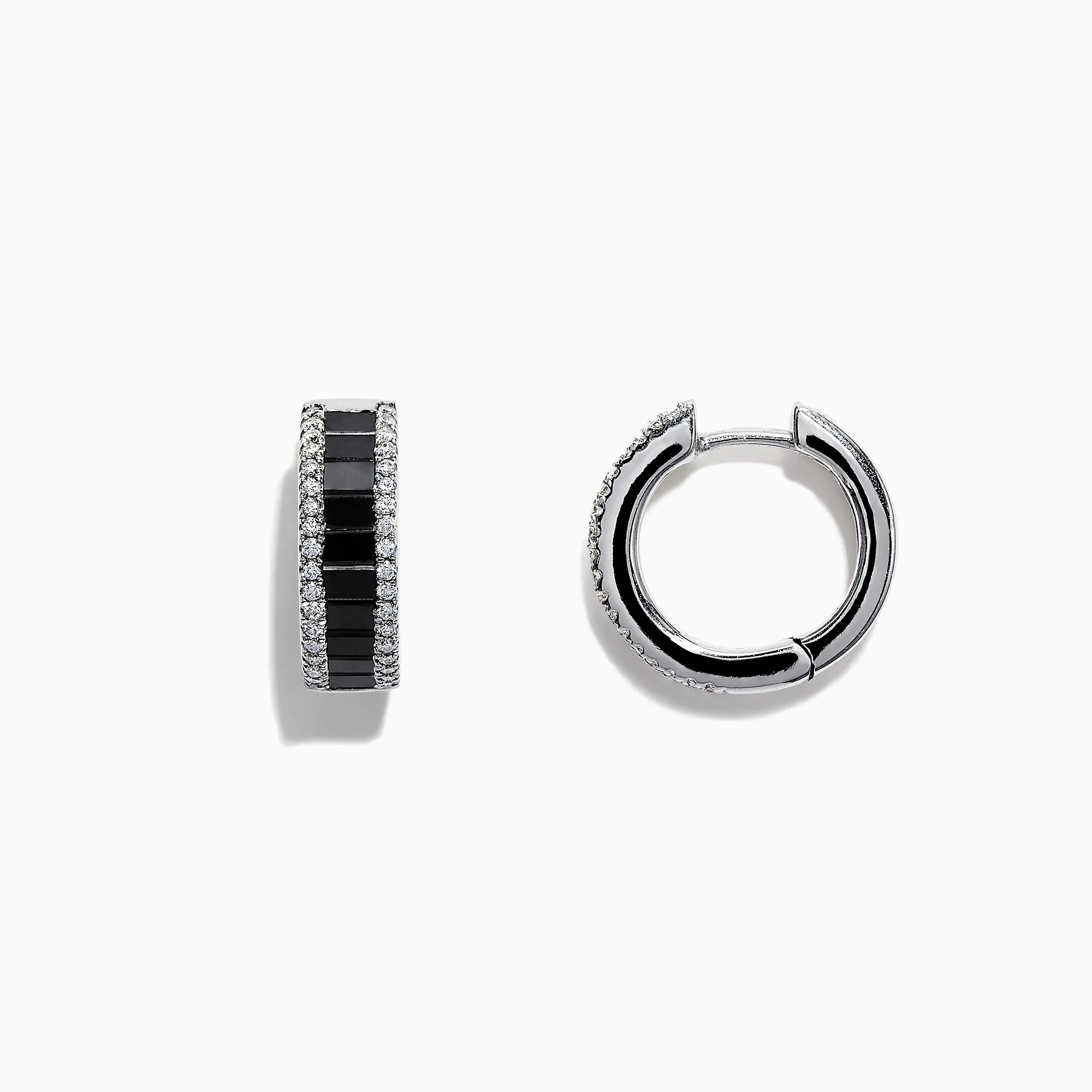 14K White Gold Black and White Diamond Hoop Earrings, 1.57 TCW sold by Effy product image thumbnail 3
