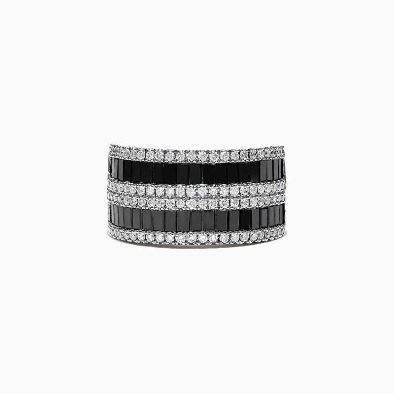 14K White Gold Black and White Diamond Ring, 2.48 TCW sold by Effy