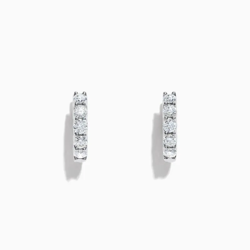 Pave Classica 14K White Gold 5/8" Diamond Hoop Earrings, 0.98 TCW sold by Effy