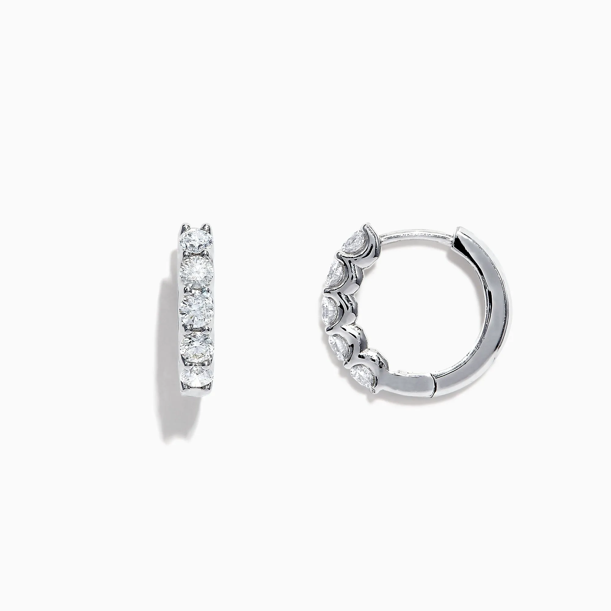 Pave Classica 14K White Gold 5/8" Diamond Hoop Earrings, 0.98 TCW sold by Effy product image thumbnail 2