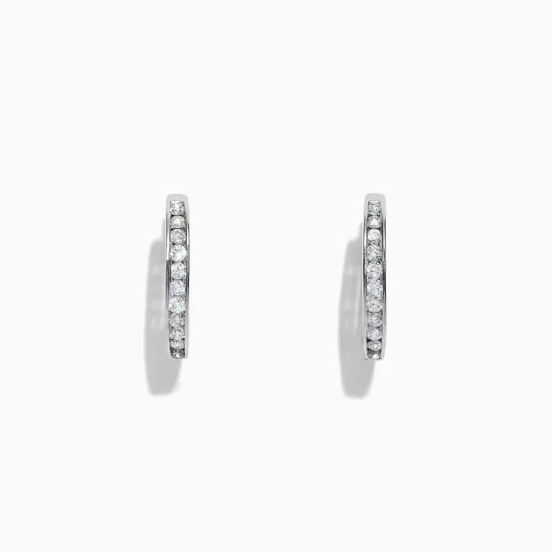 Pave Classica 14K White Gold Channel-Set Diamond Hoop Earrings, 0.48 TCW sold by Effy