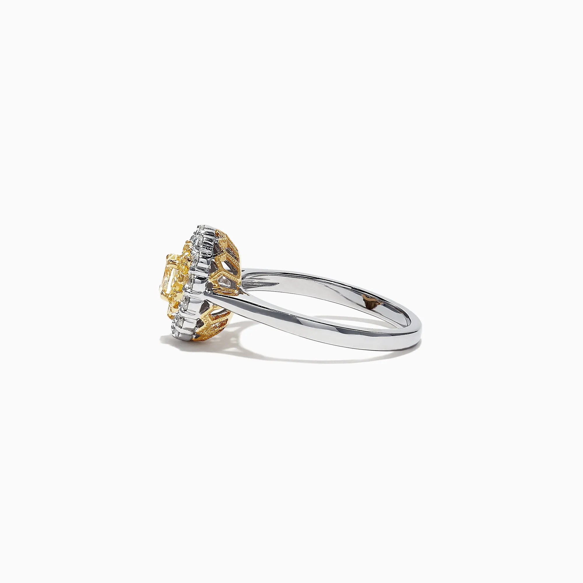 Canare 18K Two-Tone Gold Oval Double Halo Yellow Diamond Ring, 0.65 TCW sold by Effy product image thumbnail 3