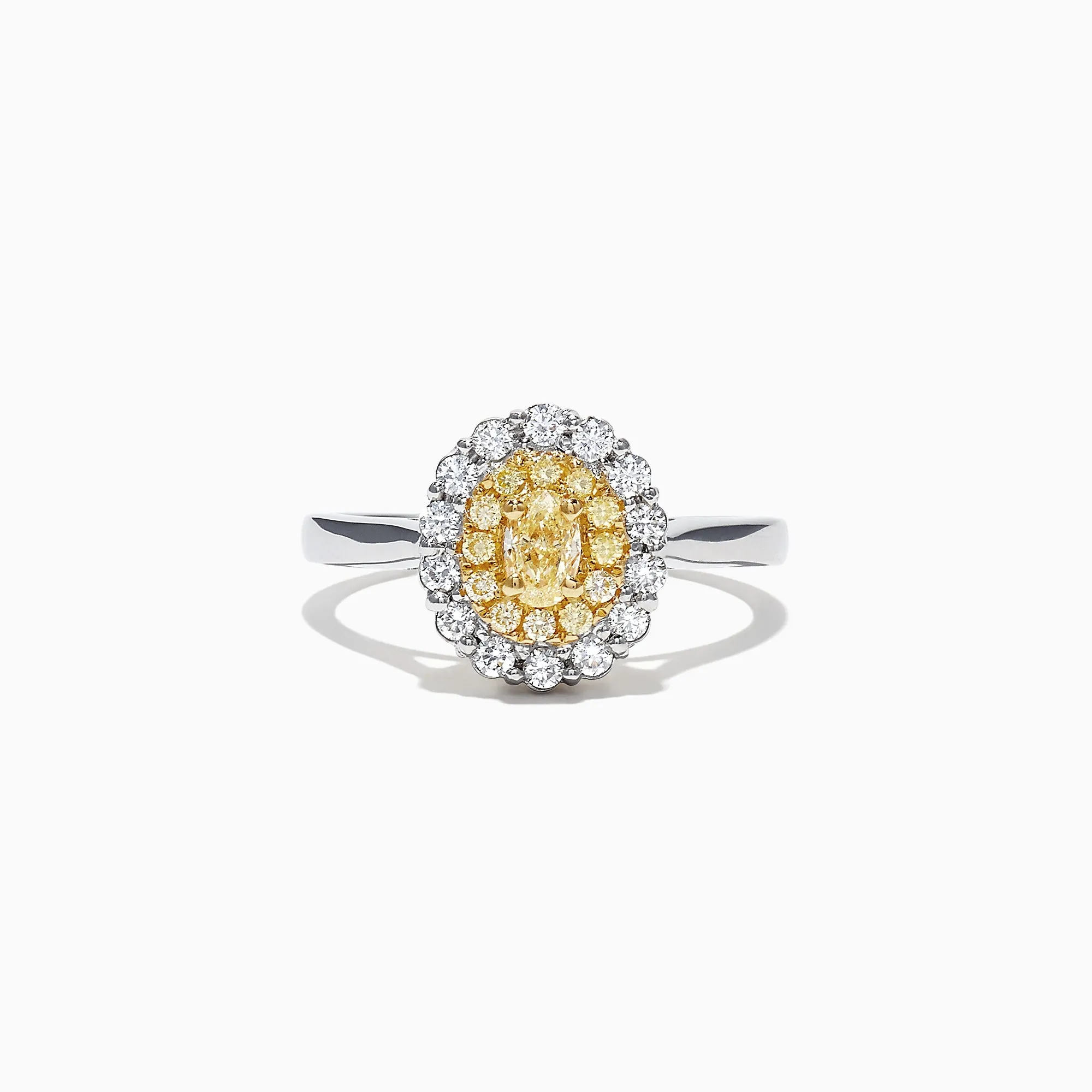 Canare 18K Two-Tone Gold Oval Double Halo Yellow Diamond Ring, 0.65 TCW sold by Effy