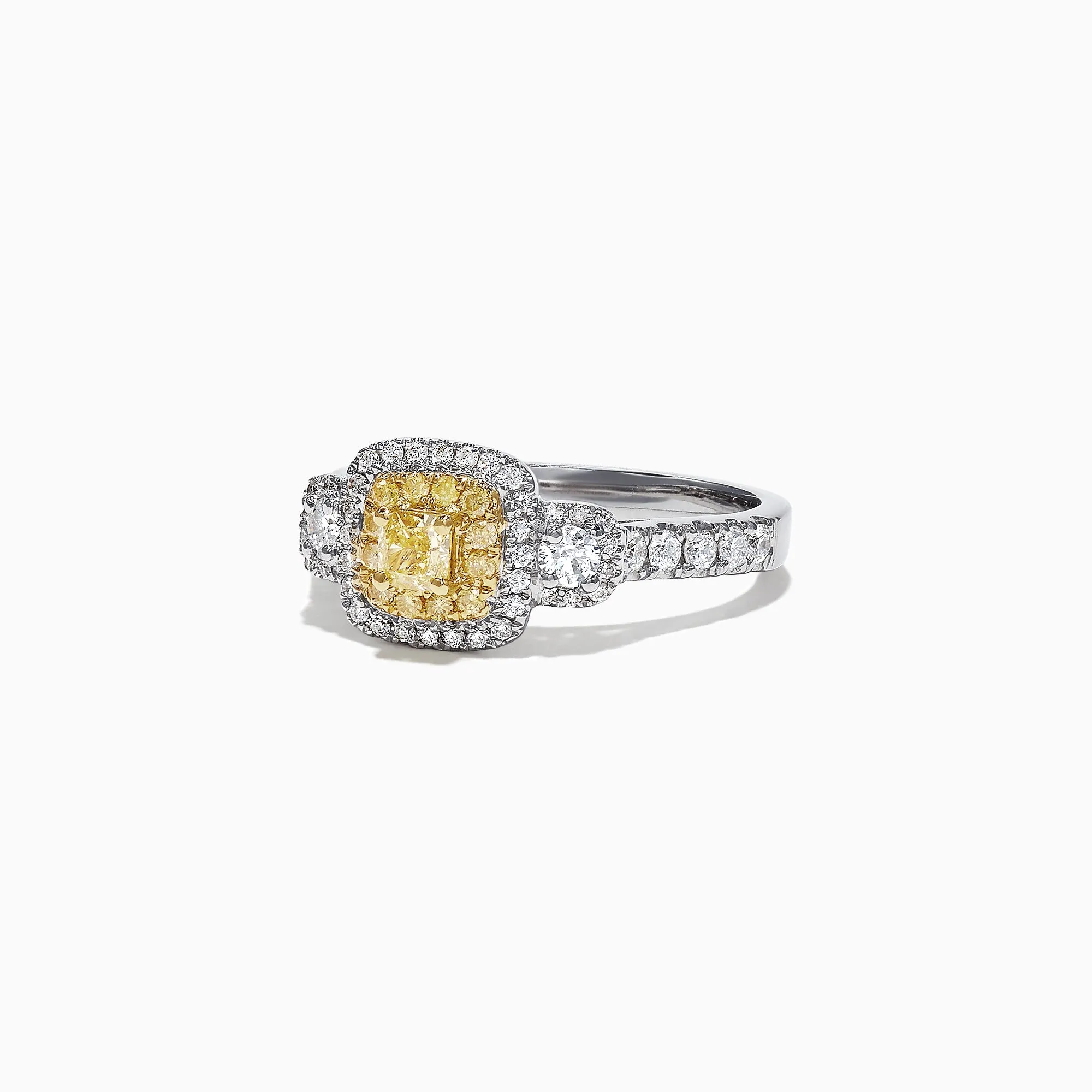 Canare 18K Two-Tone Gold Cushion Double Halo Yellow Diamond Ring, 0.96 TCW sold by Effy product image thumbnail 2