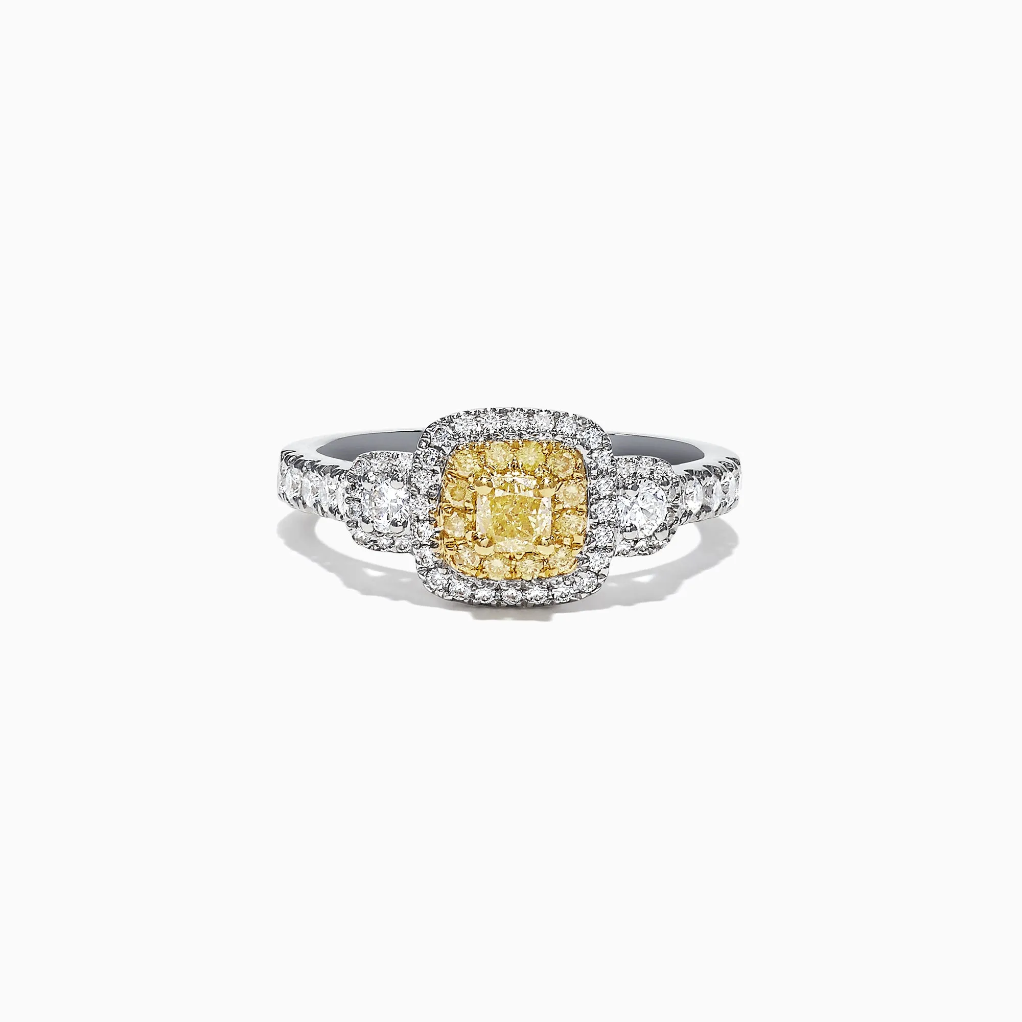 Canare 18K Two-Tone Gold Cushion Double Halo Yellow Diamond Ring, 0.96 TCW sold by Effy