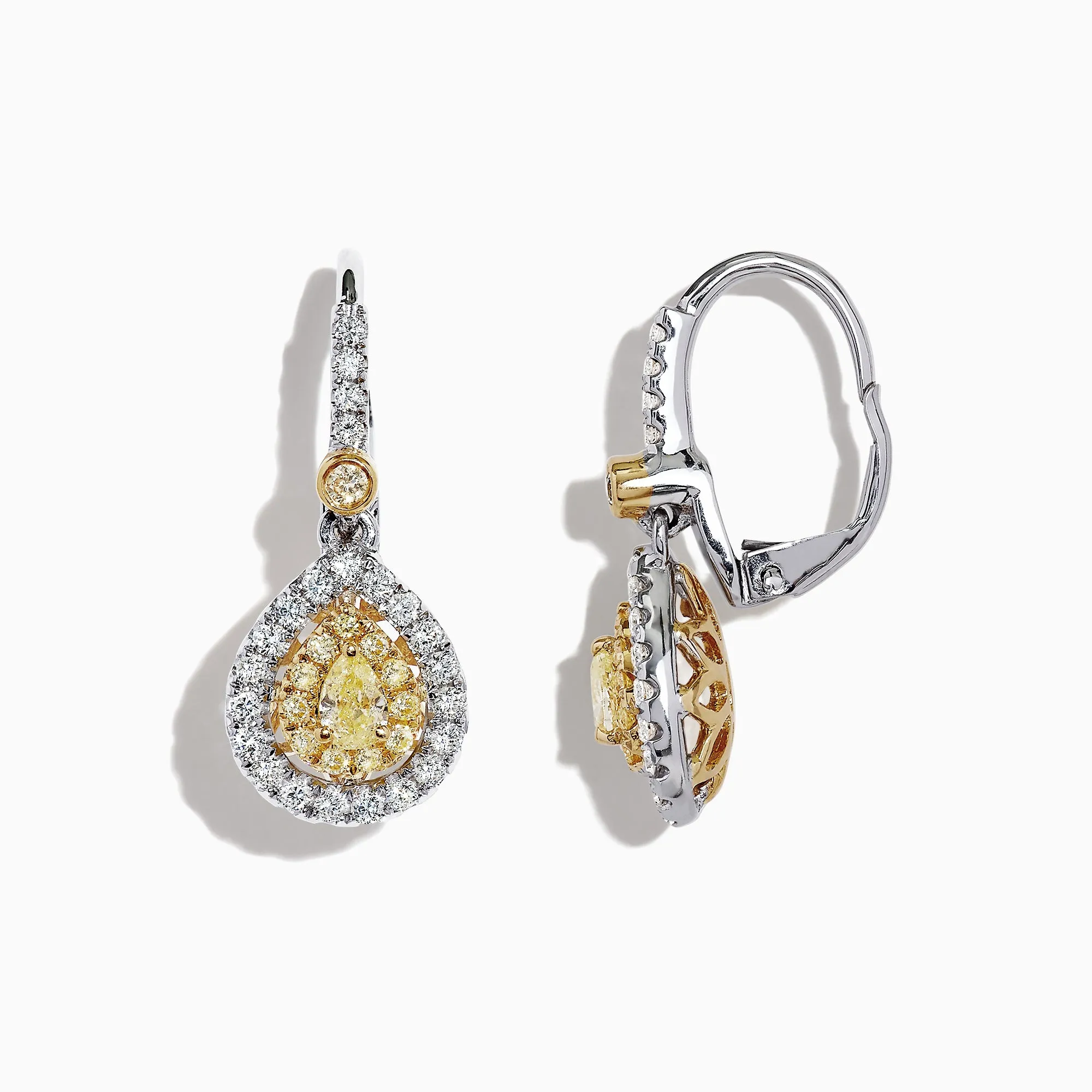 Canare 18K Two-Tone Gold Double Halo Pear Shaped Yellow Diamond Earrings, 0.99 TCW sold by Effy product image thumbnail 2