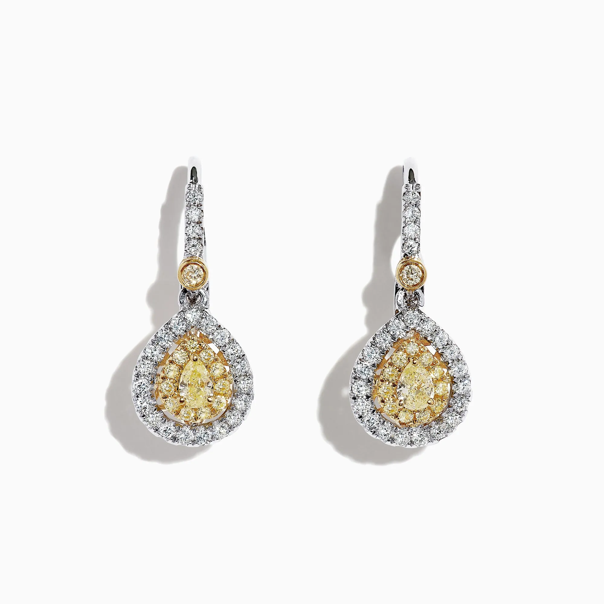 Canare 18K Two-Tone Gold Double Halo Pear Shaped Yellow Diamond Earrings, 0.99 TCW sold by Effy