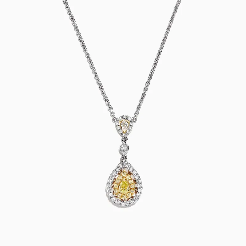 Canare 18K Two-Tone Gold Yellow and White Diamond Pendant, 0.74 TCW sold by Effy