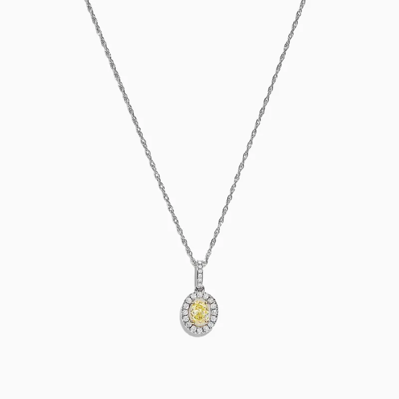 Canare 18K Two-Tone Gold Oval Yellow Diamond Pendant, 0.46 TCW sold by Effy
