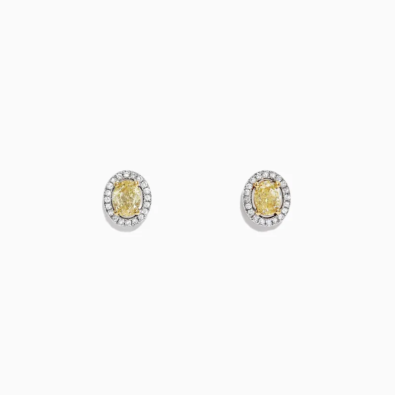 Canare 18K Two-Tone Gold Oval Yellow Diamond Stud Earrings, 0.51 TCW sold by Effy