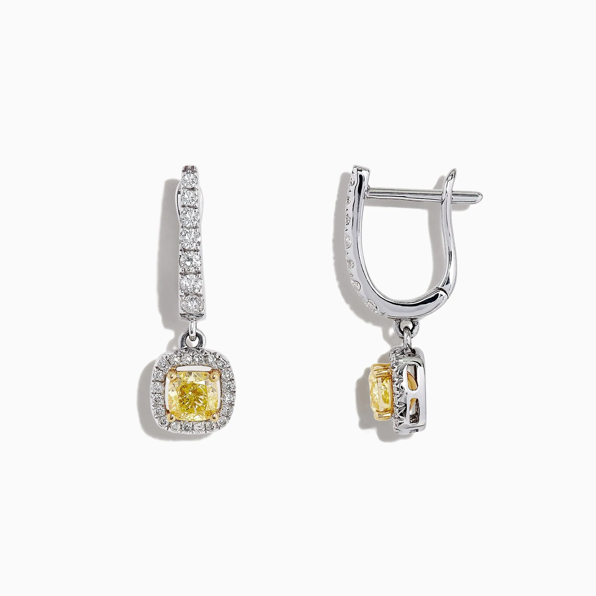 Canare 18K Two-Tone Cushion Cut Yellow Diamond Drop Earrings, 1.06 TCW sold by Effy product image thumbnail 2