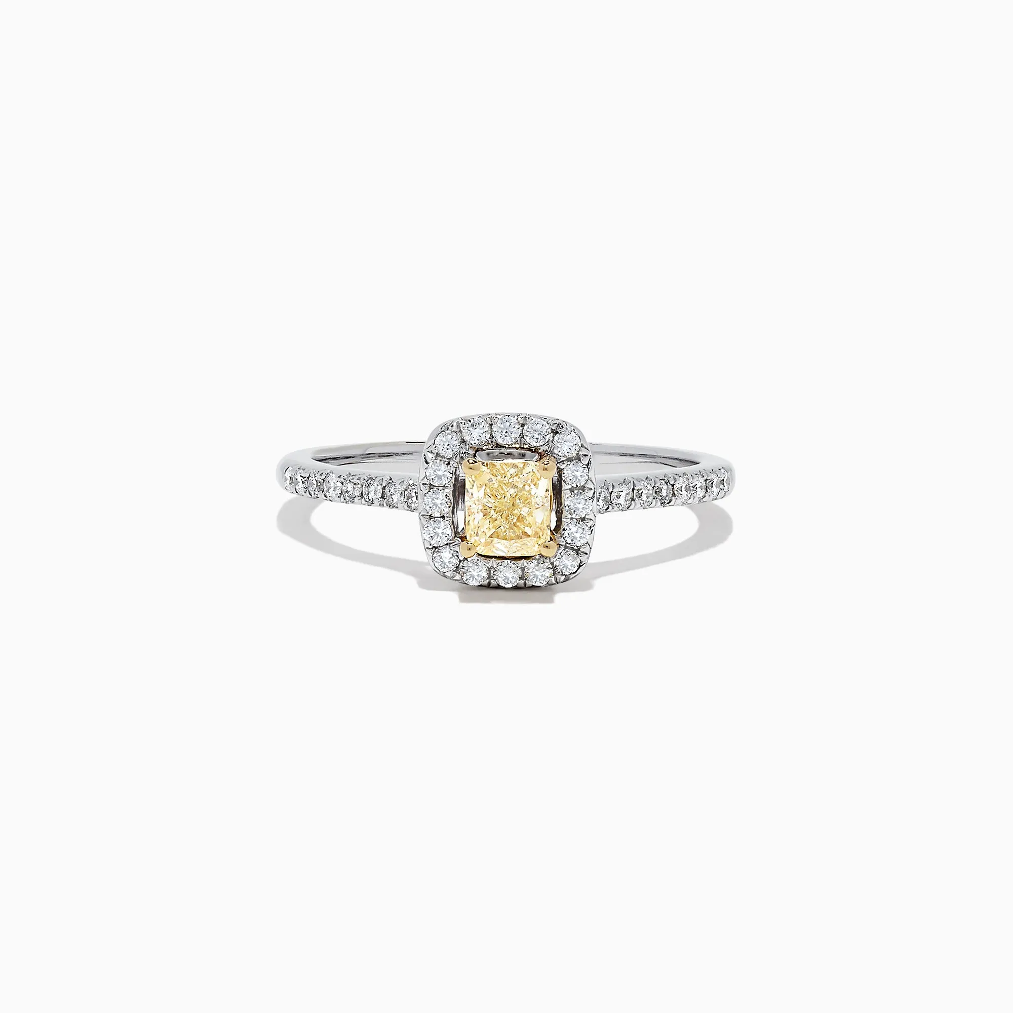 Canare 18K Two-Tone Gold Cushion Halo Yellow Diamond Ring, 0.61 TCW sold by Effy