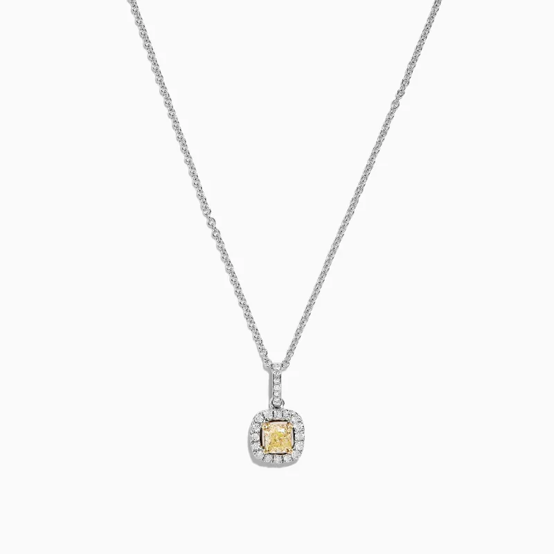 Canare 18K Two-Tone Gold Cushion Cut Yellow Diamond Pendant, 0.52 TCW sold by Effy