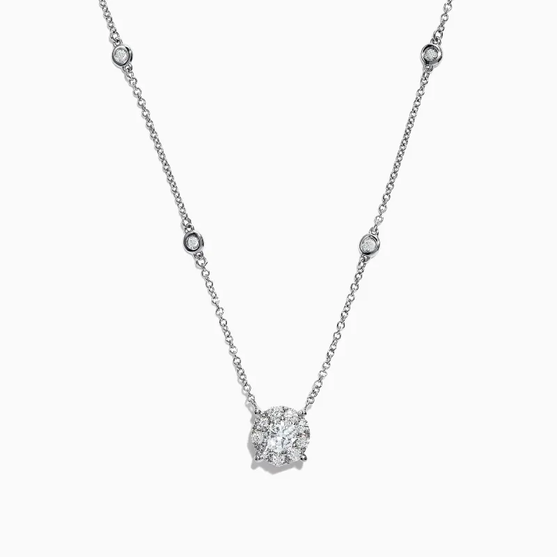 Bouquet 14K White Gold Diamond Station Cluster Pendant Necklace, 0.82 TCW sold by Effy