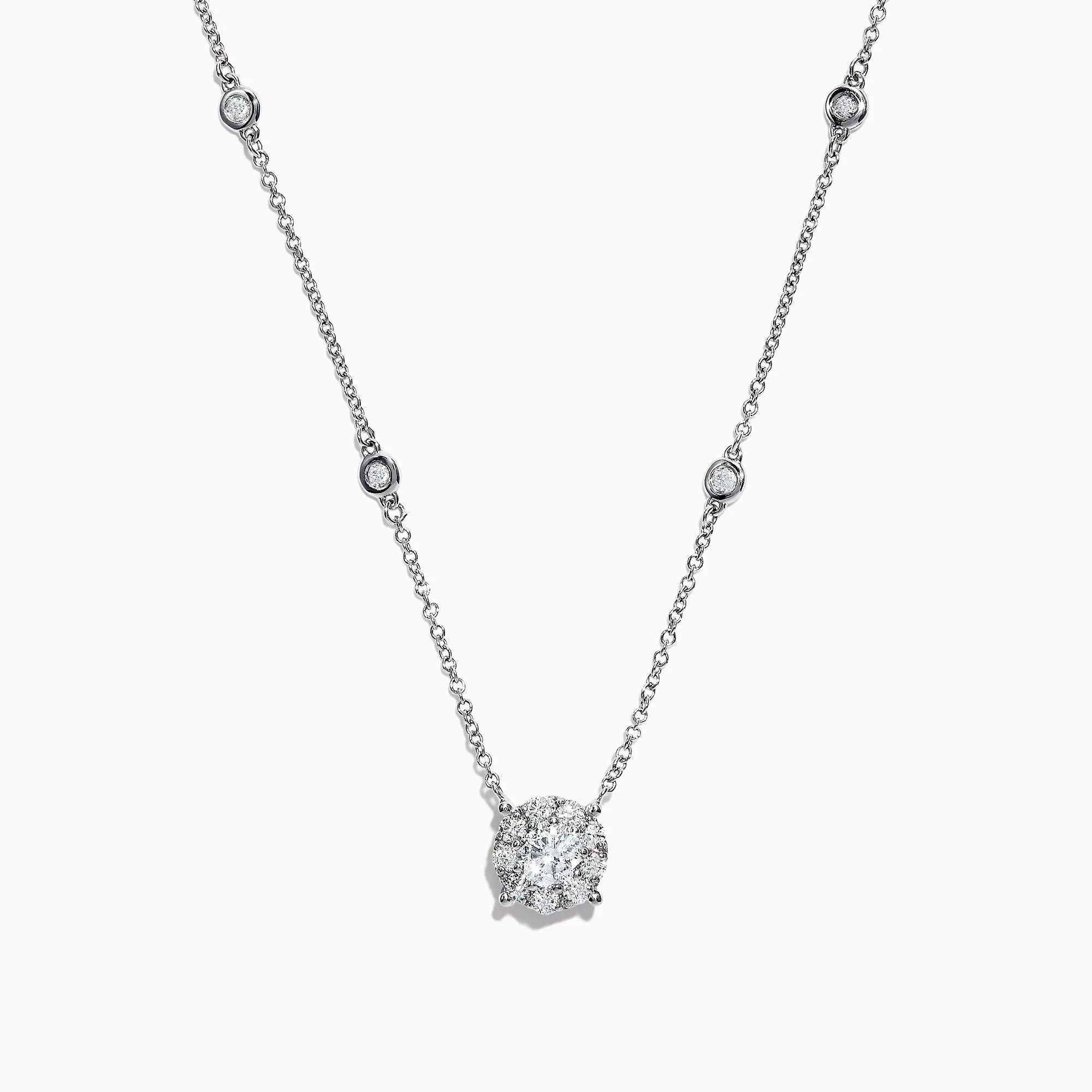 Bouquet 14K White Gold Diamond Station Cluster Pendant Necklace, 0.82 TCW sold by Effy