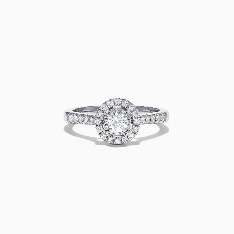 Pave Classica 14K White Gold Diamond Halo Ring, 0.59 TCW sold by Effy