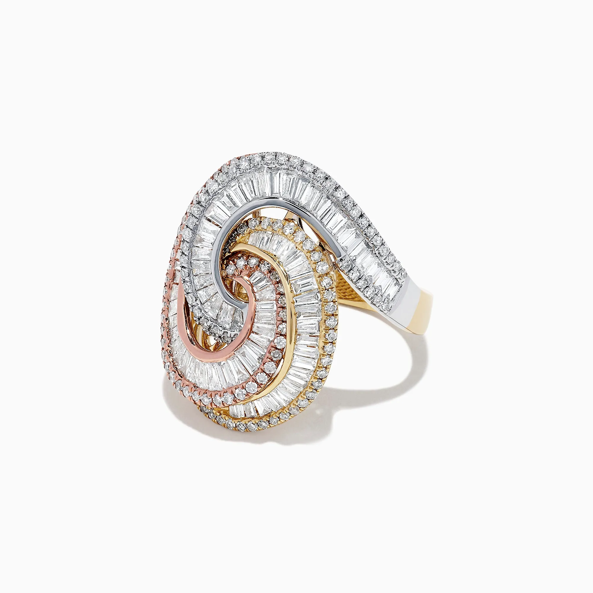 Trio 14K Tri Color Gold Diamond Swirl Statement Ring, 1.66 TCW sold by Effy product image thumbnail 3