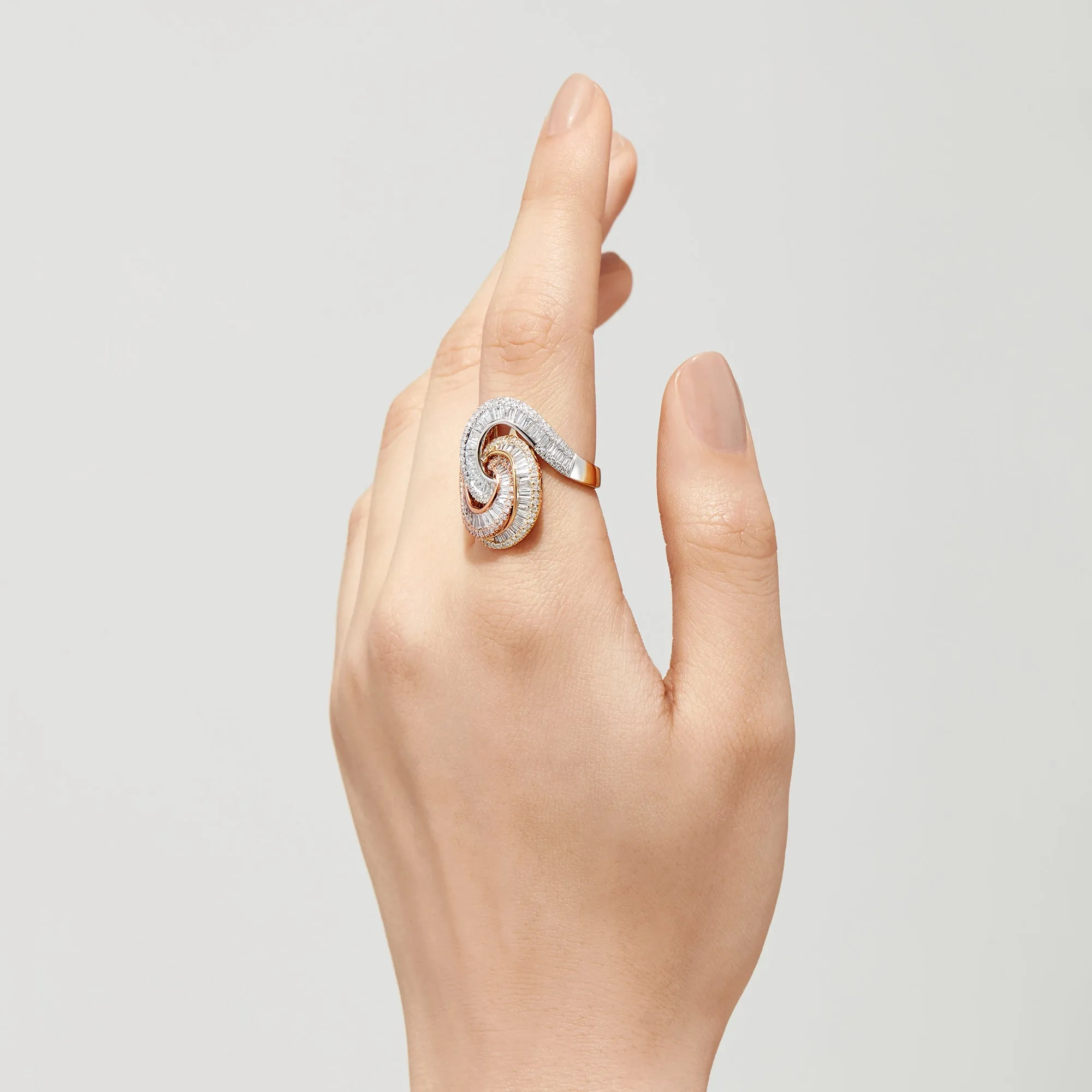 Trio 14K Tri Color Gold Diamond Swirl Statement Ring, 1.66 TCW sold by Effy product image thumbnail 2