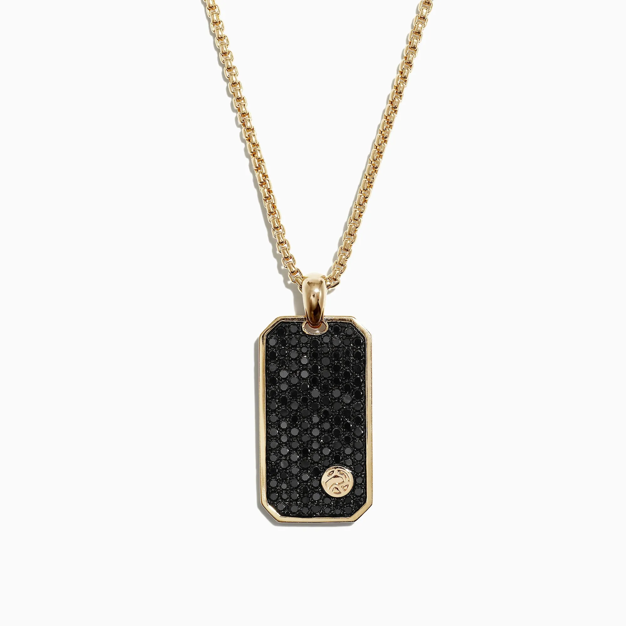 Men's 14K Yellow Gold Black Diamond Dog Tag Pendant, 1.36 TCW sold by Effy