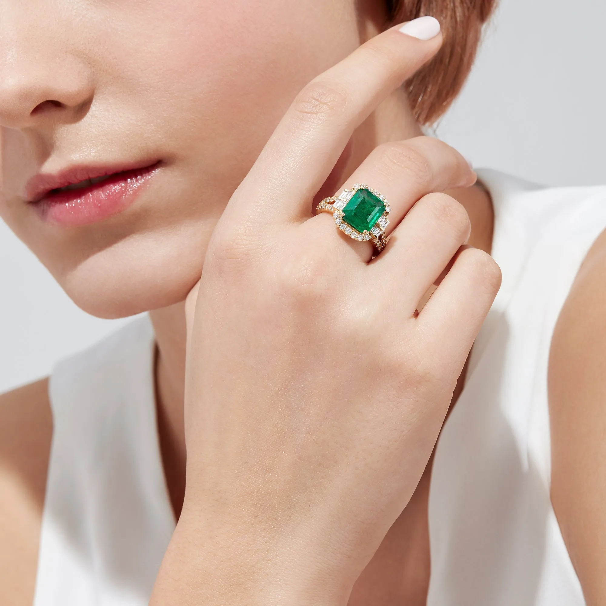 Limited Edition 18K Yellow Gold Emerald and Diamond Ring sold by Effy product image thumbnail 2