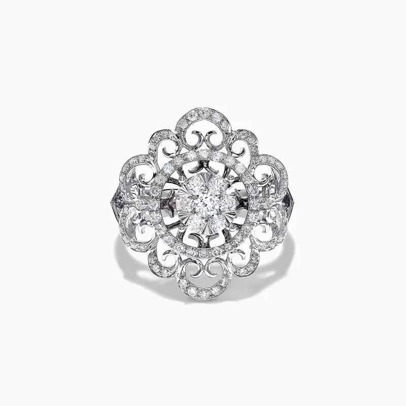 14K White Gold Diamond Filigree Ring, 0.76 TCW sold by Effy