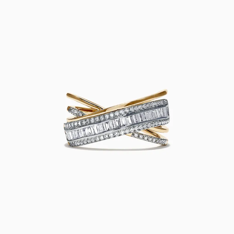 Duo 14K 2 Tone Gold Diamond Crossover Ring, 0.77 TCW sold by Effy