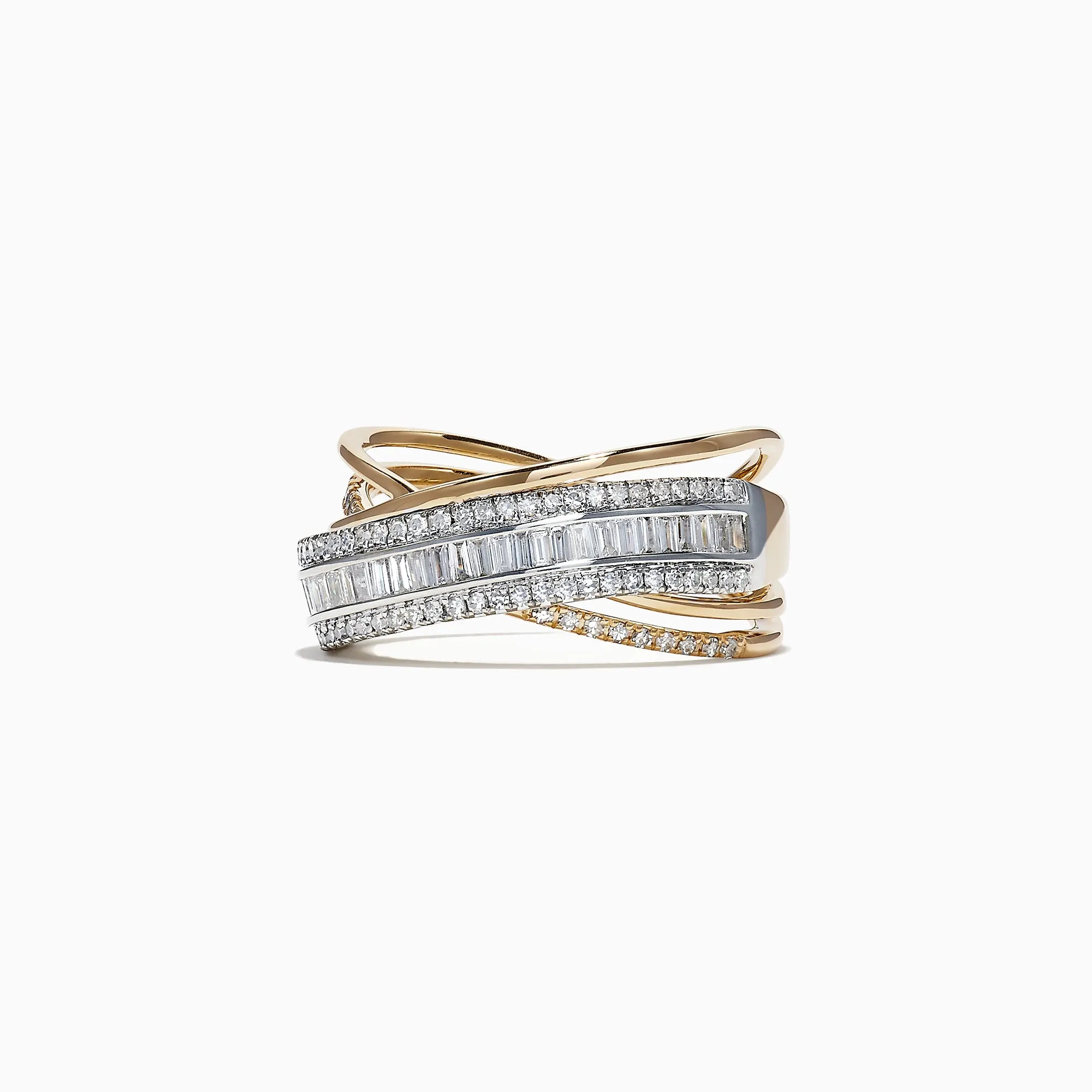 Duo 14K 2 Tone Gold Diamond Crossover Ring, 0.77 TCW sold by Effy product image thumbnail 2